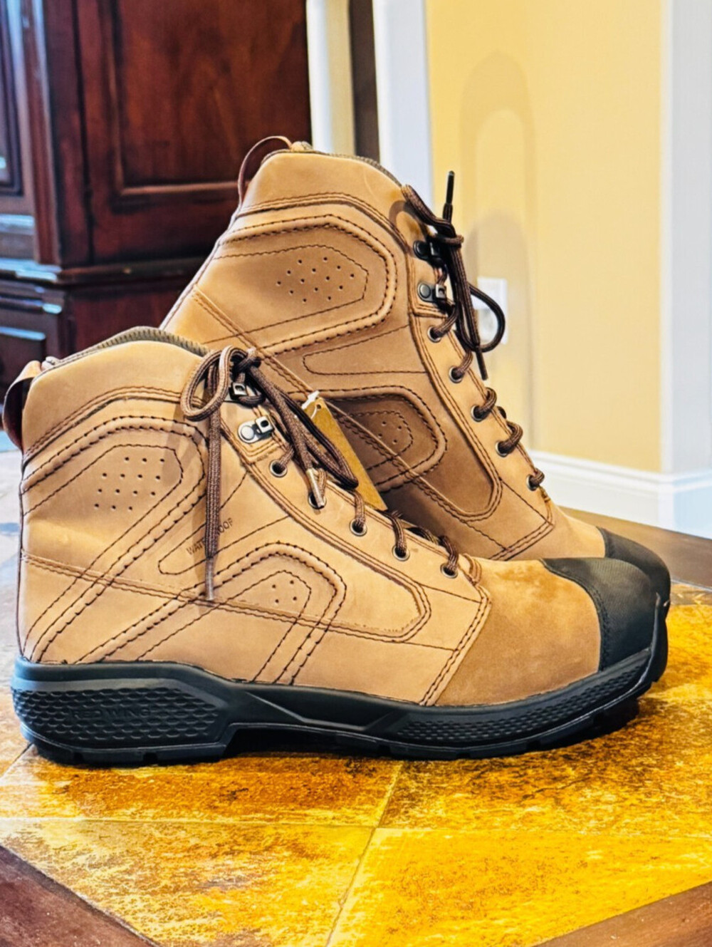 Red Wing 2454 Mens Waterproof Aluminum Toe Work Boots Brown Vibram Size 10 E2
